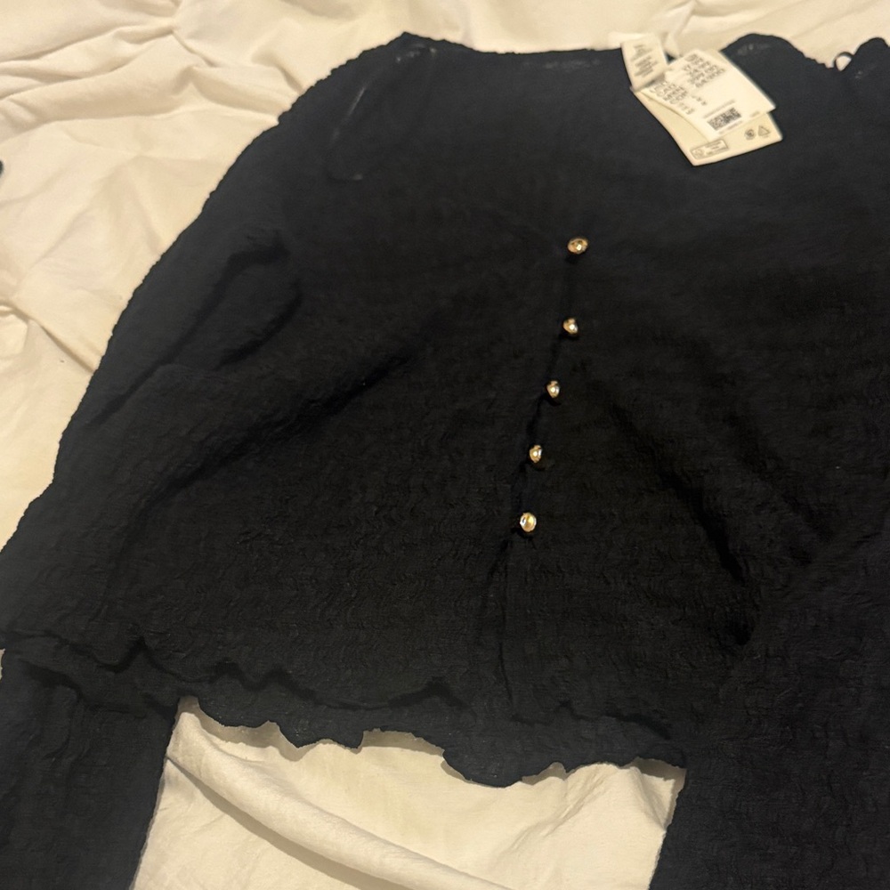 H&M Black Button-Up Blouse